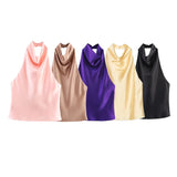 Summer New Silk Hysm Texture Hanging Neck Dress 3203317 Vatry Dress