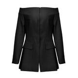 Autumn And Winter New Shoulder Personality Zipper Dark Buckle Short Coat Female
