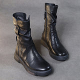 Mid-Kellow Martin Boots New Autumn/Winter Flat Bottom Boots Head-Skin Retro Knight Single
