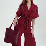 Summer 2025 Summer Commute Elegance Commute Elegance With V-Neck Tie Trousers