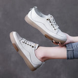 Leather Soft Sole Shoes Low Help Flat-Bottomed Small White Shoes Spring And Autumn Cowhish Casual Lazy Shoes Comfortable And