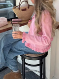 Women's Cardigan Pure Color Loose Temperament French Long-Sleeved Sweater Knitted