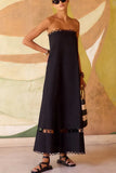 Women's Lace-Lace-Collateral Solid Sleeveless Dress Fashion Dress