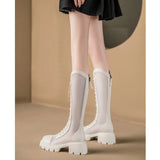 Net Boots In 2025 New Soft Leather Thin Breathable Platform Sandals With Mesh Knight