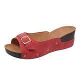 Thick Bottom Slope And Cool Slippers Women's Summer Leisure Belt Buckle Women's
