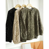 First-Line Brand Counter Mall Withdrew The Ribbon Women's Clothing Hollow Pane Embroidered Round Shirt