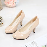 Spring And Autumn New Fashion Korean Version Of The Round Head Solid Color Velvet High Heel OL Professional Work Shoes Women's Leather Single