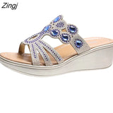 Sandals Women 2023 Ladies Boho Slides Women Slippers Sandals Summer Crystal Shoes Peep Toe Flat