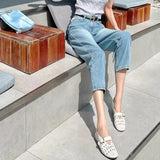 Jane Single Shoes Women 2025 Spring And Summer New Round Head Breathable Leisure To Increase The Word Button Hollow Ballet