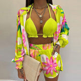 New Sexy Women's Pure Color Shorts Fashion Three-Piece