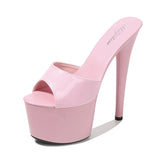 Zingj Patent Leather Mop High Heels With Sexy Black Waterproof Platform Hate Day Superb High Slippers Female