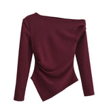New Asymmetrical Elastic Repair Fashion Blouse