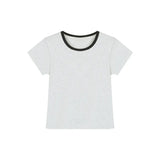 Zingj Color Short-Sleeved T-Shirt Women 2024 Summer New Slim Show Thin And Versatile Short Shoulder Students Pure Color Top