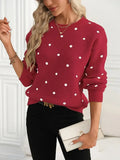 Women's Sweater Fashion Round-Neck Long-Sleeved Sweater Women's Wave Point Of The Knitted
