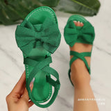 Bow Flat-Soled Sandals Women Soft-Soled Cloth Loose With Beach Cool Slippers