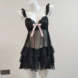 New Sexy Pajamas Women's Summer Small Breast Lace Mesh Seduction Belt Ice Ribbon