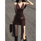 Thai V-Neck Hanging Neck Sling Dress Women's New Summer Dress Bodyd High-End Temperament A Word