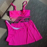 Add Color 2022 New Pit Bar Solid Three-Piece Set Swimsuit
