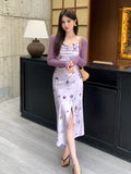 Xixi 2025 Summer New Korean Version Of High-Waisted Sling Dress Print Pure Desire Vacation Dress Woman