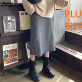 Skirts Women Knitting Straight Midi Korean Style Elegant Hot Sale Chic Mujer Faldas Popular Spring Autumn Warm Female