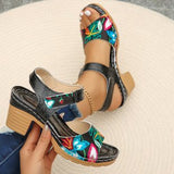 High-Heeled Sandals 2025 Summer New Magic Sticker Casual Retro Coarse Sheel Women's
