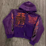H-Hang Hop Star Girl Printed Black Zipper Hoodie Woman 2025 Y2k Harajuku Jacket