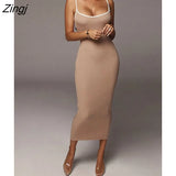 Spaghetti Strap Backless Sexy Long Dress Off Shoulder Bodycon Pencil Dress Casual Slim Autumn Party Dress Women