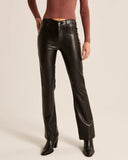 Straight Leather Long Casual Low Waist