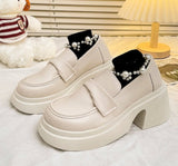 Small Leather Shoes Women's Spring And Autumn Haute Couture Cake French Retro Height Fashion Leop Shoes One Foot Pedal Single