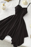 2023 Women Irregular Hem Beach Party Mini Dress Vestidos Sexy Sleeveless High Waist Drawstring Red/Green Strap Dress