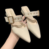 Bag Slippers Women Wear Social Tips Rivet Coarse And Muller Baotou Cool Drag Women Simple Fashion Single