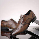 Zingj New Men's Plus Size Dress Leather Shoes Fashion Block Business Men's Shoes Korean