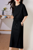 Sports Casual Lazy Set For Summer 2025 Soft Air Cotton Short Sleeves + Fork