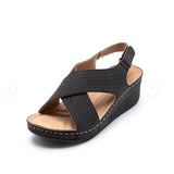 Women's Shoes Summer Women's Sandals Slope And Breathable Magic Thick Bottom Hollow Sandals Large