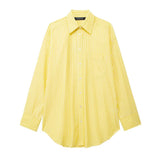 Spring New Striped Loose Shirt Simple With Long Sleeve Shirt Women
