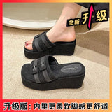 Slope And Slippers Women Wear 2025 New Thick-Soled Leisure Beach Women's Shoes Buckle Cool Drag