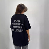 Spring And Summer New Hot Diamond Letter T-Shirt Women Loose Round Neck Leisure Style Short-Sleeved
