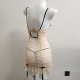 New French High-End Retro Striped Little Breast Sexy Aja Skirt Folds Sexy Pajamas Bagel