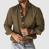 New Men's Shirt City Casual Collar Button Solid Color Men's