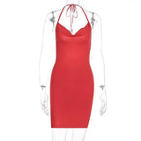 Zingj Women's New 2023 Spring Ins Wind Fashion Slit Bow Exposed Back Hanging Neck Short Dress