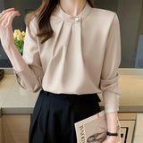 New Autumn New Professional Shirt Female Design Sense Niche Korean Version Long Sleeve Satin Chiffon Top