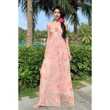 Zingj Sense Of Three-Dimensional Flower Small Minority Hanging Neck Type Dress Seaside Holiday Show Thin