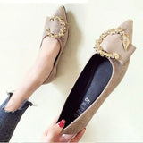 Red Fashion Light Mouth Single Shoes Women's 2025 Spring Flat-Bottomed Metal Beans Soft Sole Lazy One-Legged Pedal Women's