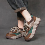 Layer Cow Skin 2025 Autumn New High Soft-Soled Soft-Sided Casual Sports Women's Shoes Old Dad Shoes Round