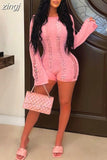 Sexy Hollow Rip Romper Women Full Sleeve Backless Skinny Body-Shaping One Piece Overalls Female Party Clubwear
