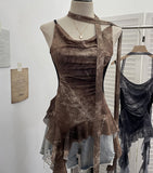 Niche Hot Girls Unristered Ribbon Vest Repair Hanging Neck Short Sling