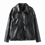 Women's Explosive Bow Zip Leather Jacket Jacket