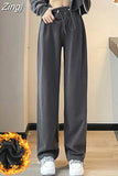 Winter Warm Sweatpants Women Fleece Trousers Solid Lose Thick Casual Pants Winter Warm Women Fleece Cotton