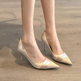 Pointed High-Heeled Women 2025 Spring New Fashion Bridesmaids Fairy Professional Single Shoes Fine Heel Women's
