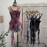 Niche Hot Girls Unristered Ribbon Vest Repair Hanging Neck Short Sling